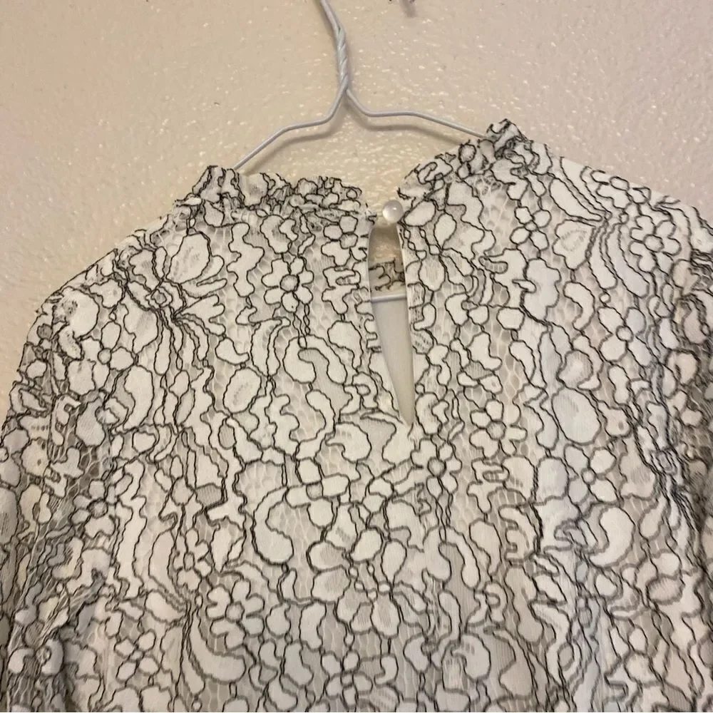 Art Class black and white lace long elastic cuff sleeve girl dress L  10/12